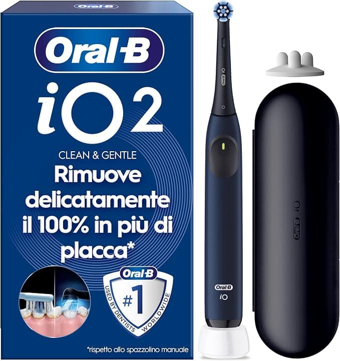 Oral-B iO 2 Spazzolino Elettrico, con 1 Testina di Ricambio, Nero